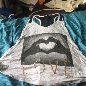 A grey love tank top